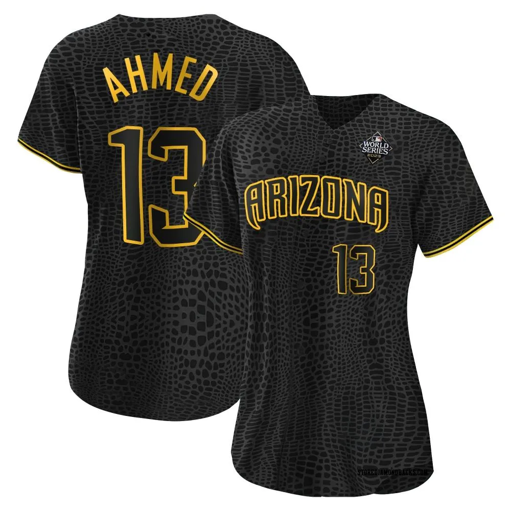 13 Nick Ahmed Women's Arizona Diamondbacks Black Replica Snake Skin